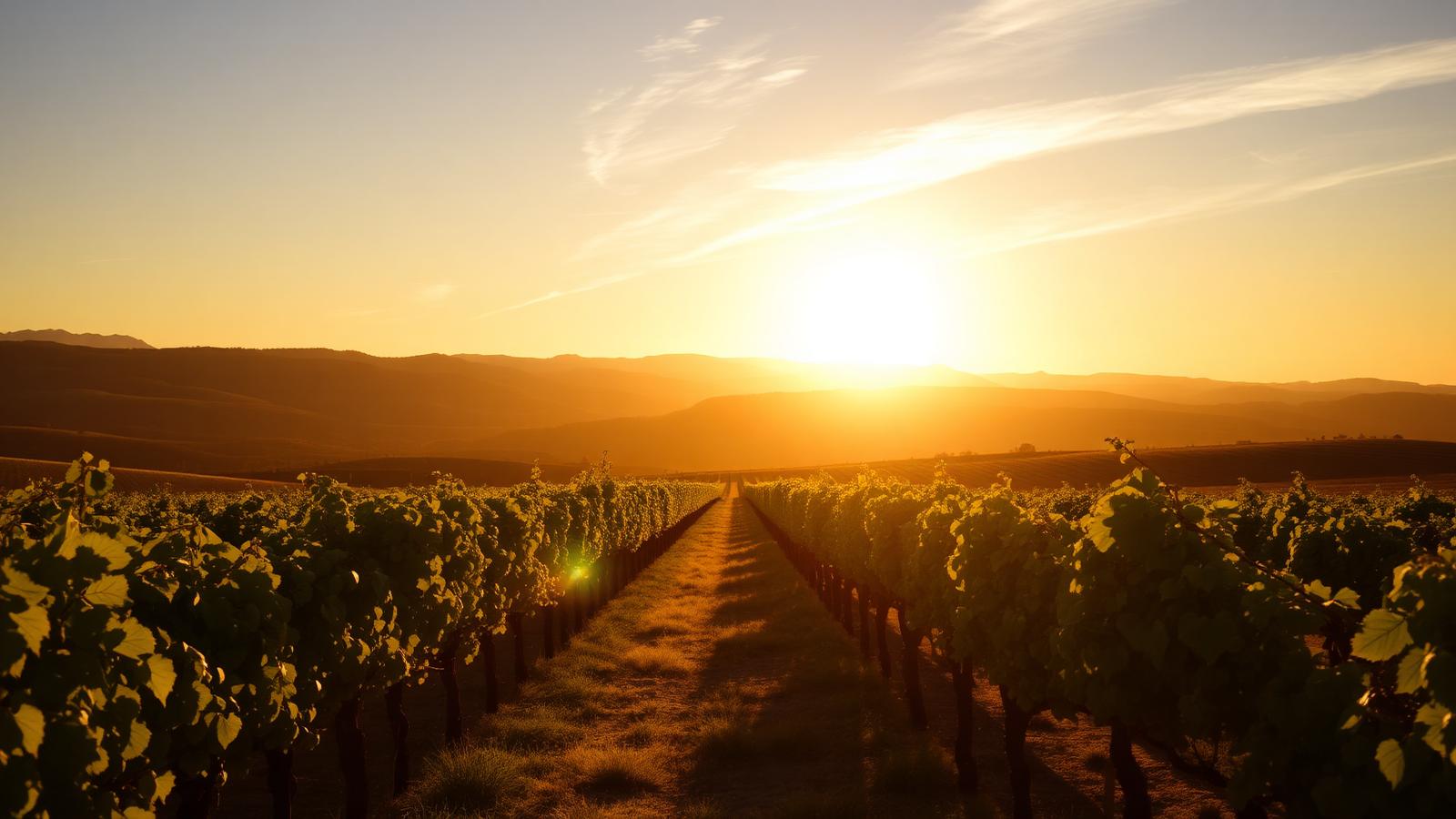 Monaes vineyard at golden hour